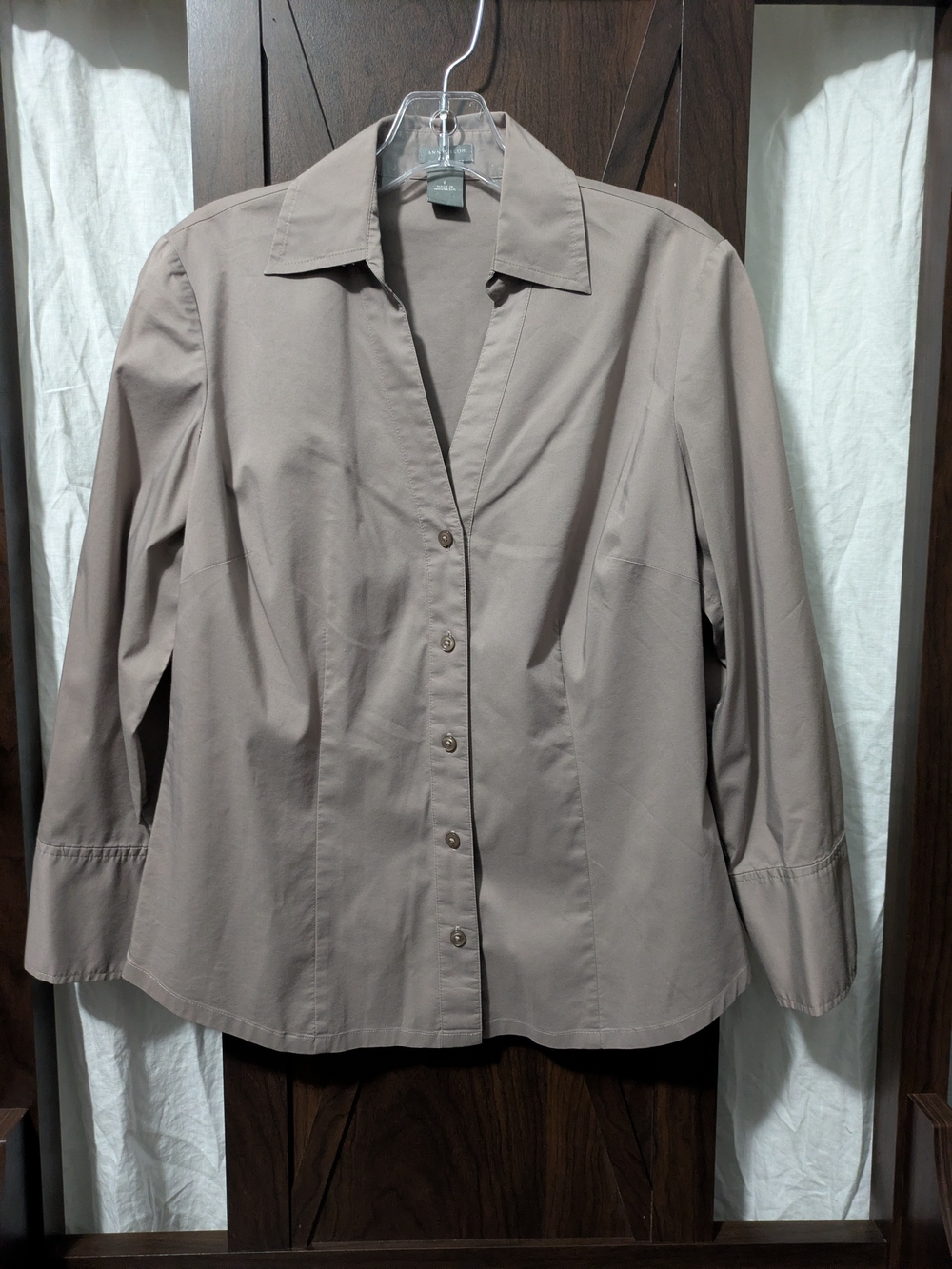 Ann Taylor Factory Gray Button-Front Blouse